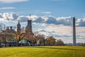 Washington Monument and the Smithsonian Building on the National Mall Royalty Free Stock Photo