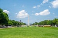 Washington monument on sunny day with blue sky background Royalty Free Stock Photo
