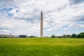 Washington monument on sunny day with blue sky background Royalty Free Stock Photo