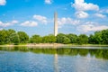 Washington monument on sunny day with blue sky background Royalty Free Stock Photo