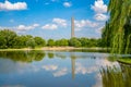 Washington monument on sunny day with blue sky background Royalty Free Stock Photo