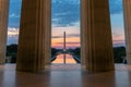 Washington Monument at sunrise from Lincoln Memorial Royalty Free Stock Photo