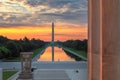 Washington Monument at Sunrise by Lincoln Memorial, Royalty Free Stock Photo