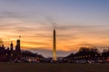 The Washington Monument at Sunset. An Obelisk within the National Mall in Washington DC, USA Beautiful Colors in the Sky Royalty Free Stock Photo