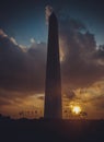 Washington Monument at sunset sky, DC, USA, vertical image Royalty Free Stock Photo