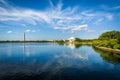 The Washington Monument, Thomas Jefferson Memorial and Tidal Basin, in Washington, DC.