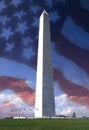 Washington Monument - USA - Flag Royalty Free Stock Photo