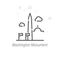 Washington Monument, USA Vector Line Icon, Symbol, Pictogram, Sign. Light Abstract Geometric Background. Editable Stroke