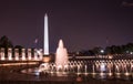 Washington Monument and World War II Memorial at night Royalty Free Stock Photo