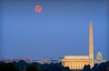 Washington Monuments And Harvest Moon