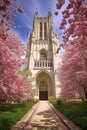 washington national cathedral with blooming gardens