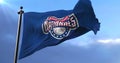 Washington Nationals flag, american professional baseball team, waving - loop