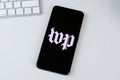 The Washington Post app logo on a smartphone screen. Royalty Free Stock Photo