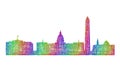 Washington skyline silhouette - multicolor line art Royalty Free Stock Photo