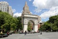 The Washington Square Arch, at the park`s northern gateway, New York, NY, USA