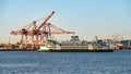 Washington State Ferry Chimacum approaches the Seattle terminal Royalty Free Stock Photo