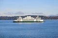 Washington State Ferry MV Tokitae with car ferry service on calm blue water Royalty Free Stock Photo