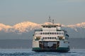 Washington State Ferry and Olympic Mountains Royalty Free Stock Photo