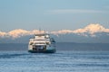 Washington State Ferry and Olympic Mountains Royalty Free Stock Photo