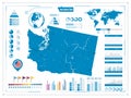 Washington state map and infograpchic elements