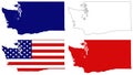 Washington State map with USA flag - state in the Pacific Northwest region of the United States Royalty Free Stock Photo