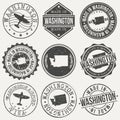 Washington State Set of Stamps. Travel Stamp. Made In Product. Design Seals Old Style Insignia. Royalty Free Stock Photo