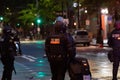 Washington State Troopers in riot gear in downtown Seattle on May 30,2020 Royalty Free Stock Photo