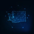 Washington state USA map glowing silhouette outline Royalty Free Stock Photo