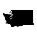 Washington, state of USA - solid black silhouette map of country area. Simple flat vector illustration