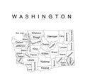 Washington State vector map silhouette illustration isolated on white background Royalty Free Stock Photo