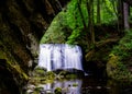 Washington State waterfall and old stone bridge Royalty Free Stock Photo