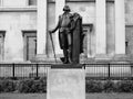 Washington statue in London black and white
