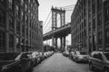 Washington Street and the Manhattan Bridge, in DUMBO, Brooklyn, New York City