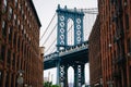 Washington Street and the Manhattan Bridge, in DUMBO, Brooklyn, New York City Royalty Free Stock Photo