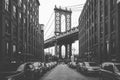 Washington Street and the Manhattan Bridge, in DUMBO, Brooklyn, New York City Royalty Free Stock Photo