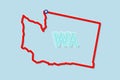 Washington US state bold outline map. Vector illustration