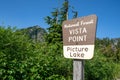Sign for Picture Lake Vista Point in the Mt Baker-Snoqualmie National Forest Royalty Free Stock Photo