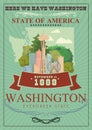 Washington vector american poster. USA travel illustration. United States of America card. Light style