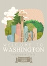 Washington vector american poster. USA travel illustration. United States of America card. Welcome to Washington