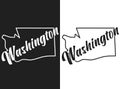 Washington vector image. Monochrome emblem of the United States of America. Hand-drawn illustration of the USA with the name of