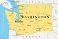 Washington, WA, political map, US state, The Evergreen State