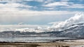 Washoe Lake in Washoe Valley near Reno Nevada in early springtime after a a recent snowfall.