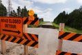 Washout: rain flood damaged badly washed out road