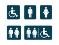 Washroom symbols collection. Male washroom sign. Female washroom sign. Vector