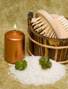 Washtub with bath salt Royalty Free Stock Photo