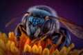 Wasp, bumble bee, orange, flower, detailed, pollen, sting, wallpaper, background, generative ai