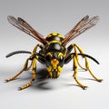 Hyperrealistic 3d Wasp Model With Shiny Eyes On White Background