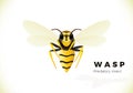 Wasp cartoon illustration isolated on white background. poisonous insect. Yellow wasp. Vector Royalty Free Stock Photo