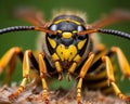 The wasp generative nature of the wasp close-up on blurred background.