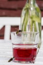 Wasp on glass of lemonade